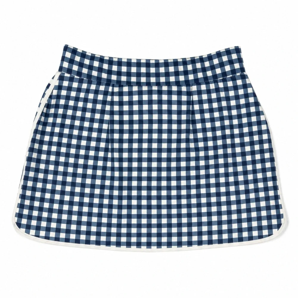 J. Crew Gingham Skirt Womens Size S Small Blue White Grid A-Line Casual Preppy
